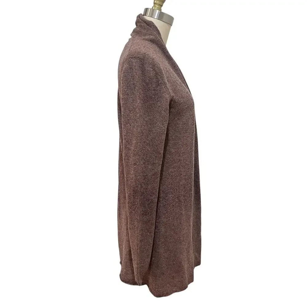 Lusso Cardigan Sweater Womens Small Brown 100% Cashmere Open Front Knit